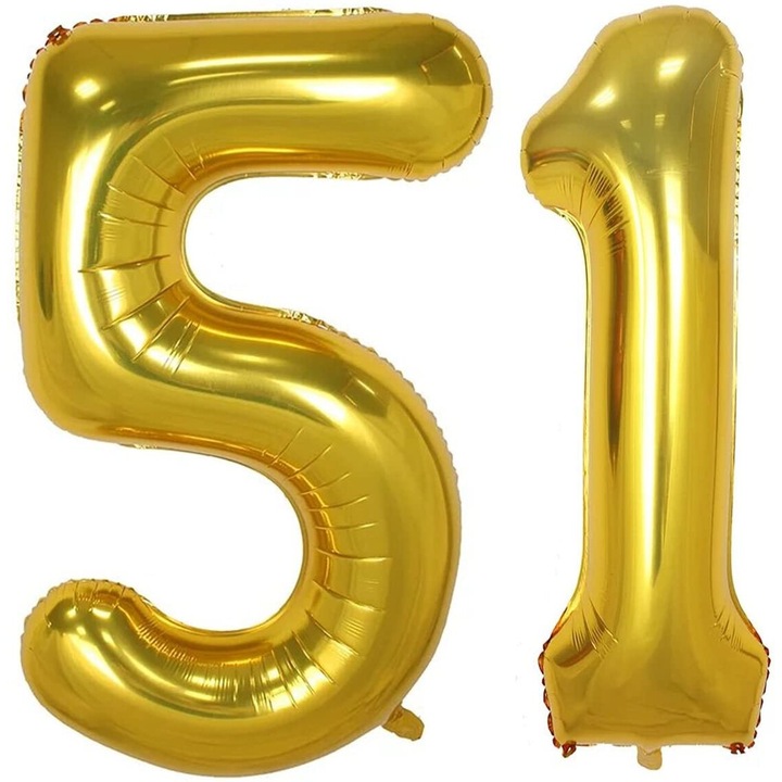 Комплект 2 броя фолиеви балони, Domi Party, злато, 51 години юбилей, 105 см
