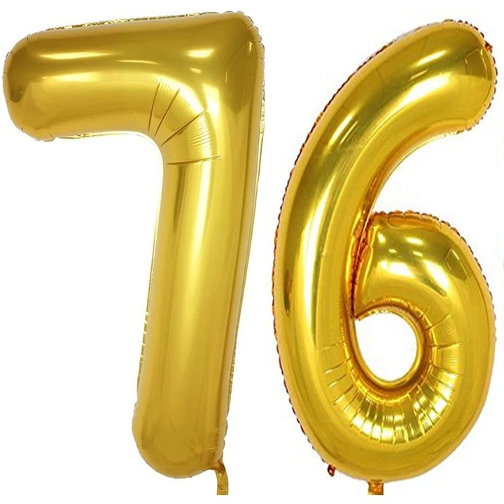 Комплект 2 броя фолиеви балони, Domi Party, злато, 76 години юбилей, 105 см