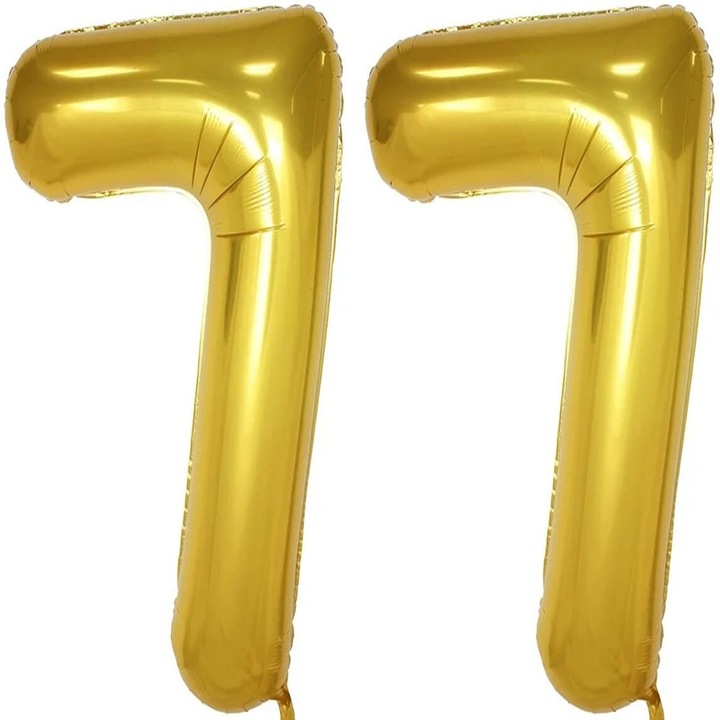 Комплект 2 броя фолиеви балони, Domi Party, злато, 77 годишнина, 105 см
