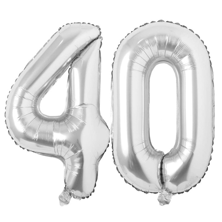 Set 2 baloane folie cifra, Domi Party, Argintiu, aniversare 40 ani, 100 cm