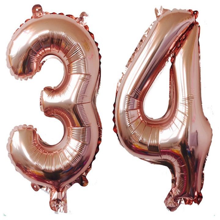 Set 2 baloane folie, ESB, Rose Gold, aniversare 34 ani, 101 cm