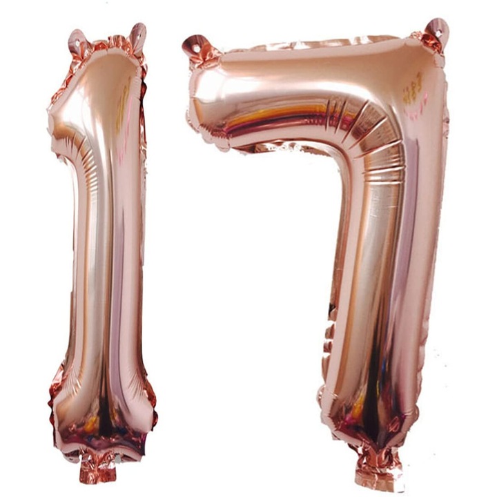 Set 2 baloane folie, Domi Party, Rose Gold, aniversare 17 ani, 100 cm
