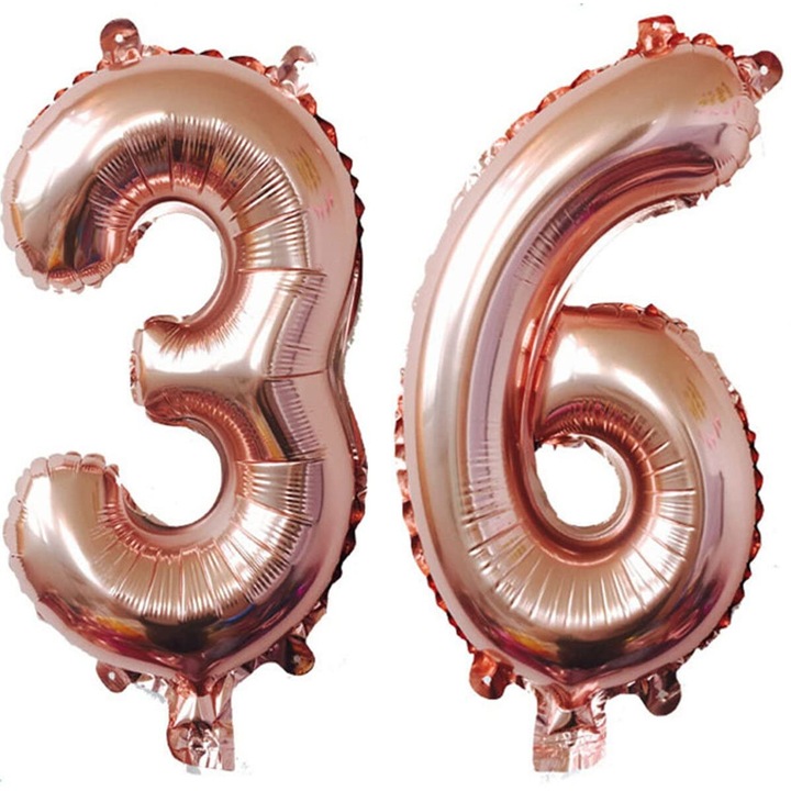 2 db fóliás lufi készlet, Domi Party, Rose Gold, 36. évforduló, 100 cm