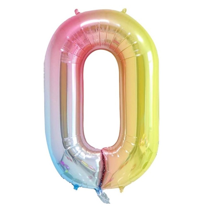 Balon folie, Domi Party, Curcubeu, cifra 0, 100 cm