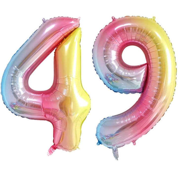 Комплект 2 броя фолиеви балони, Domi Party, Rainbow, 49 години юбилей, 101 см