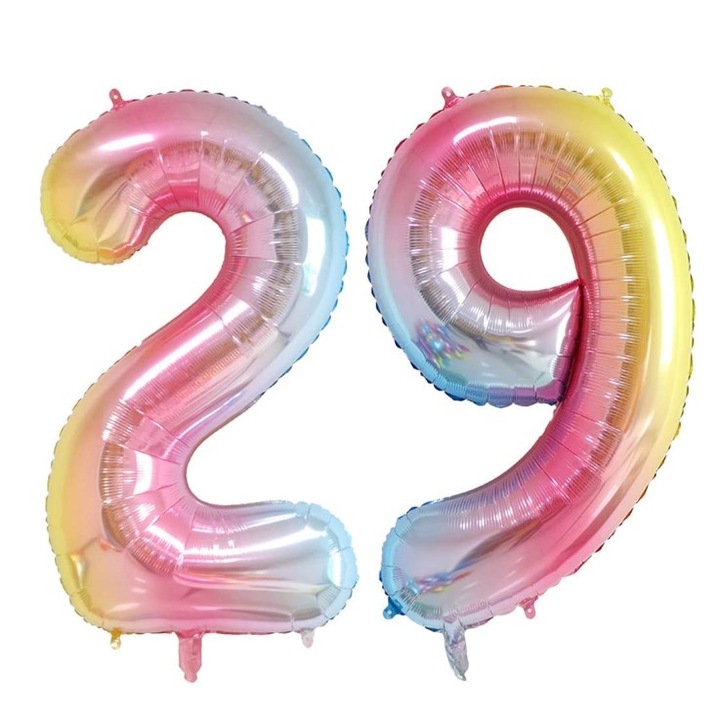 Комплект 2 броя фолиеви балони, Domi Party, Rainbow, 29 години юбилей, 105 см