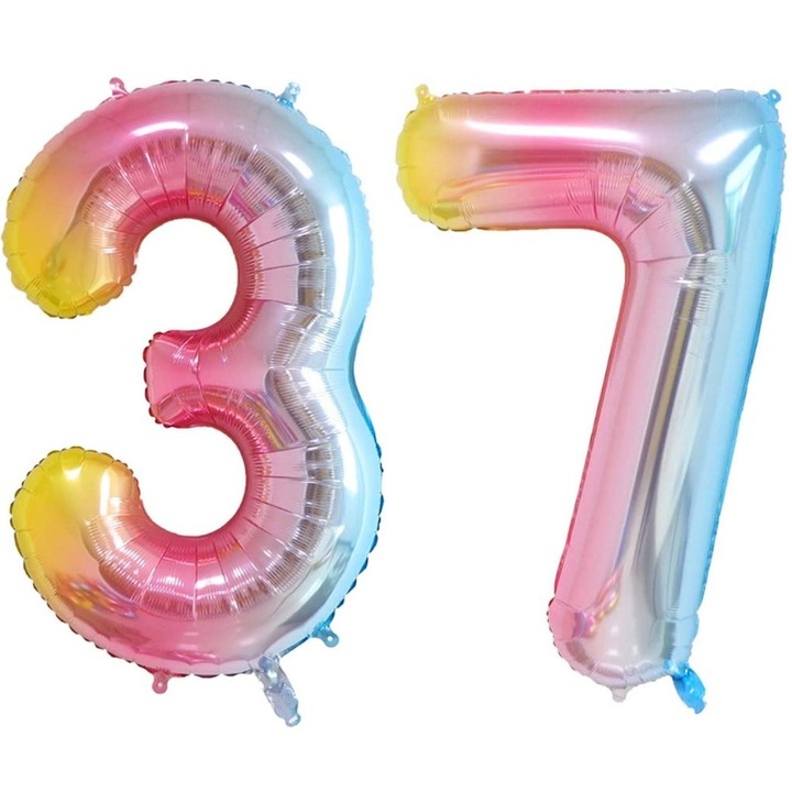 Set 2 baloane folie cifra, Domi Party, Curcubeu, aniversare 37 ani, 105 cm