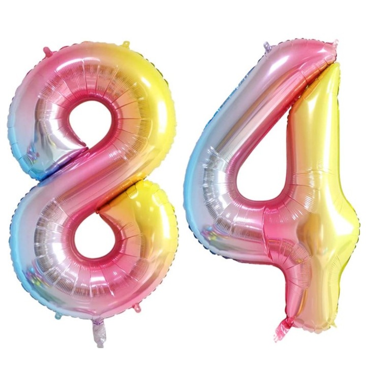 Set 2 baloane folie cifra, Domi Party, Curcubeu, aniversare 84 ani, 100 cm