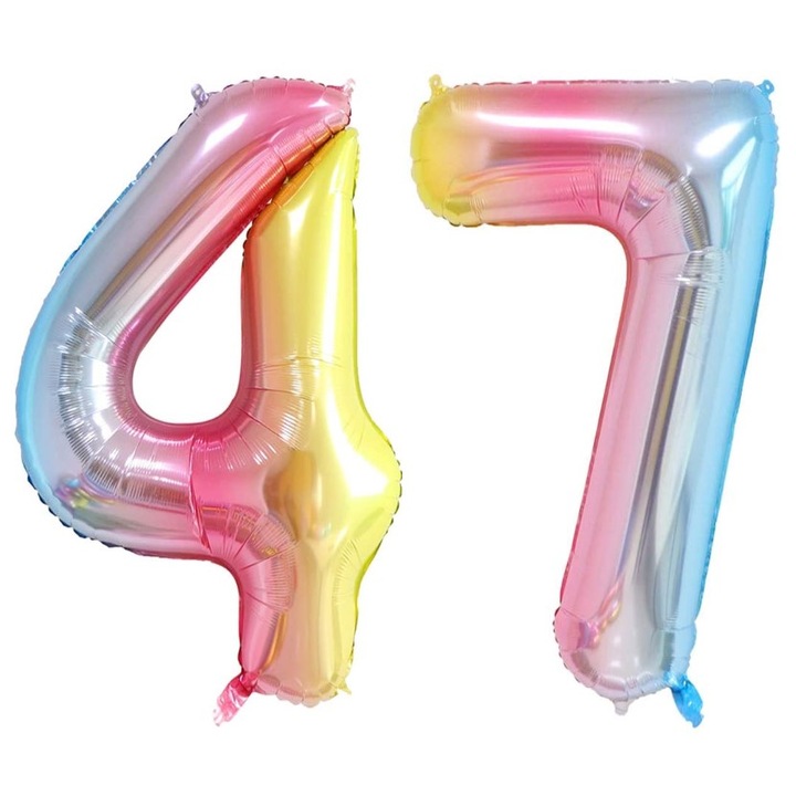 Комплект 2 броя фолиеви балони, Domi Party, Rainbow, 47th юбилей, 101 см
