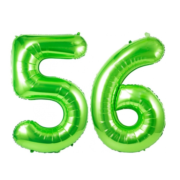 Set 2 baloane folie cifra, Domi Party, Verde, aniversare 56 ani, 101 cm