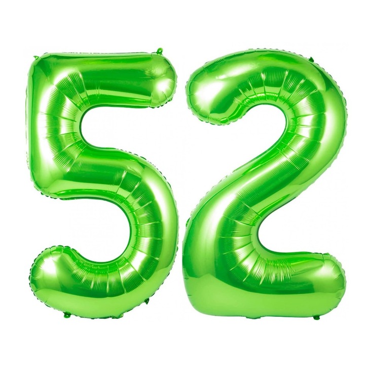 Комплект 2 броя фолиеви балони, Domi Party, Green, 52 години юбилей, 105 см