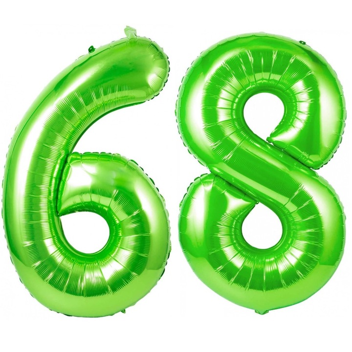 Set 2 baloane folie cifra, Domi Party, Verde, aniversare 68 ani, 100 cm