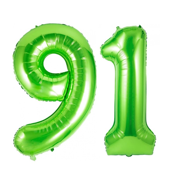 2 db-os fólia lufi készlet, Domi Party, Zöld, 91 éves évforduló, 100 cm