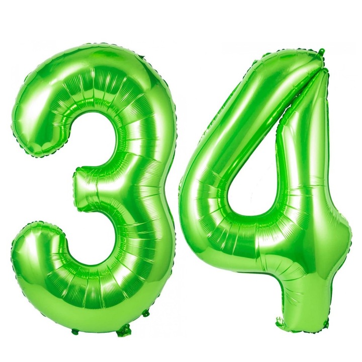 Комплект 2 броя фолиеви балони, Domi Party, Green, 34th юбилей, 101 см
