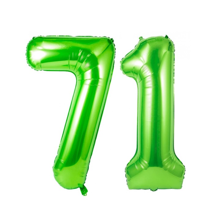 Set 2 baloane folie cifra, Domi Party, Verde, aniversare 71 ani, 105 cm