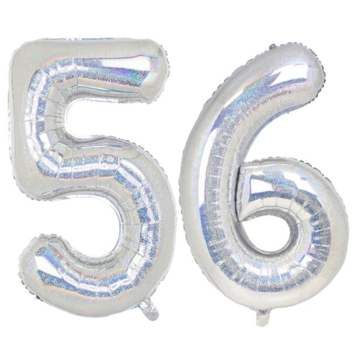 Комплект 2 броя фолиеви балони, Domi Party, холографски, 56 години юбилей, 105 см