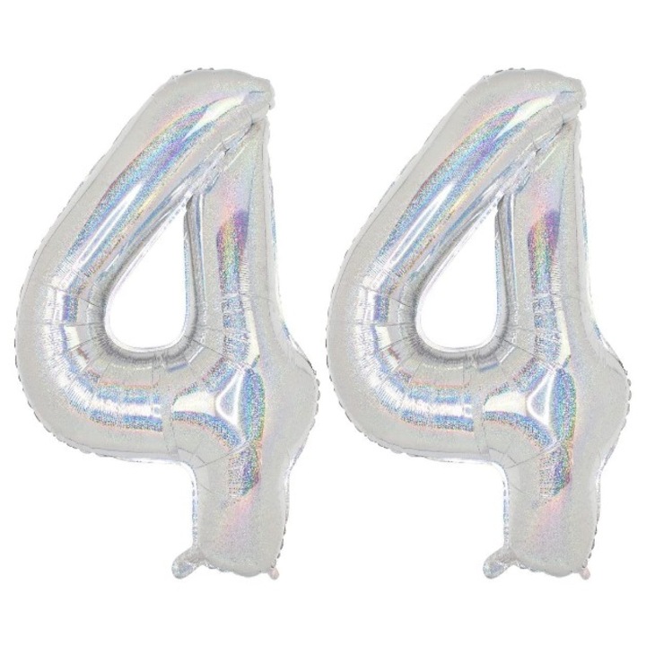 Set 2 baloane folie cifra, Domi Party, Holografic, aniversare 44 ani, 100 cm
