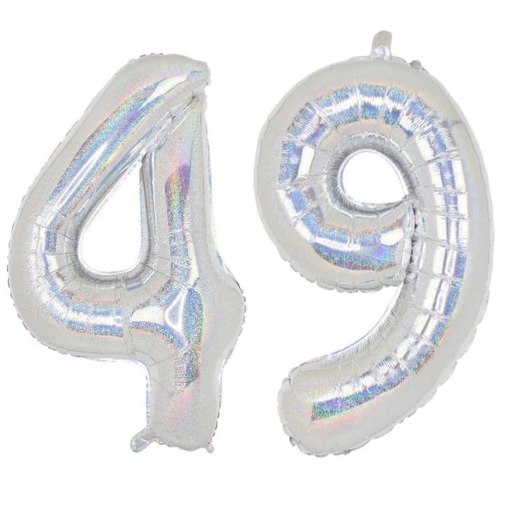 Комплект 2 броя фолиеви балони, Domi Party, Холографски, 49 години юбилей, 101 см
