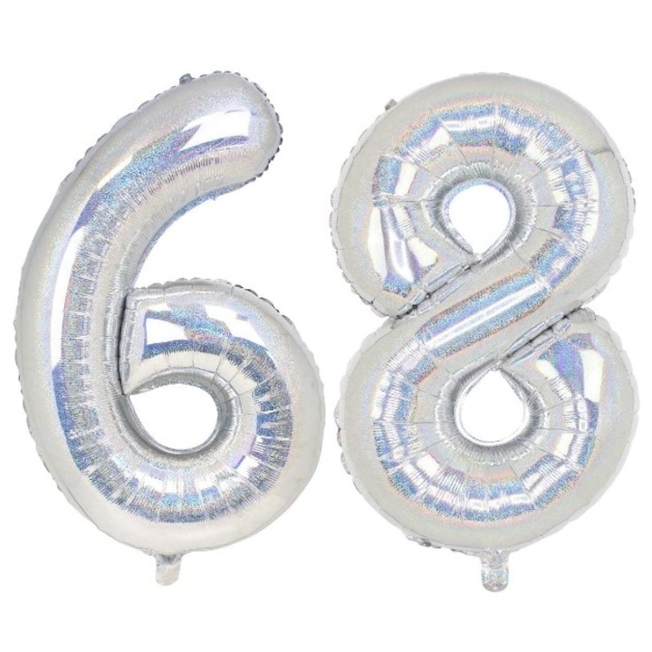 Комплект 2 броя фолиеви балони, Domi Party, Holographic, 68 години юбилей, 101 см