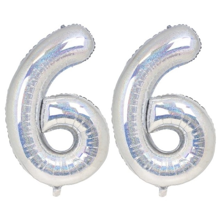 Комплект 2 броя фолиеви балони, Domi Party, холографски, 66-та годишнина, 101 см