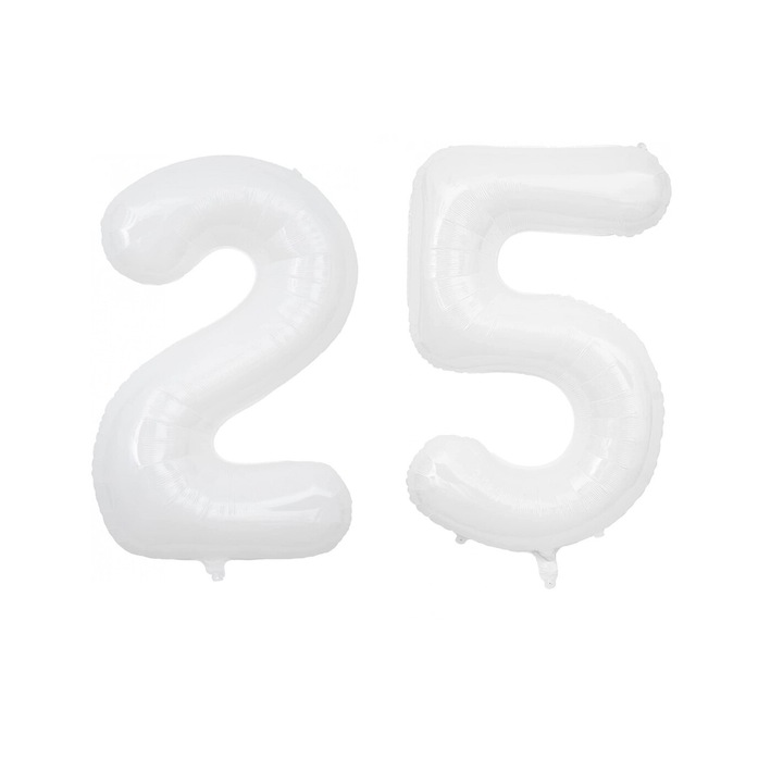 Комплект 2 броя фолиеви балони, Domi Party, Бял, 25 години юбилей, 101 см