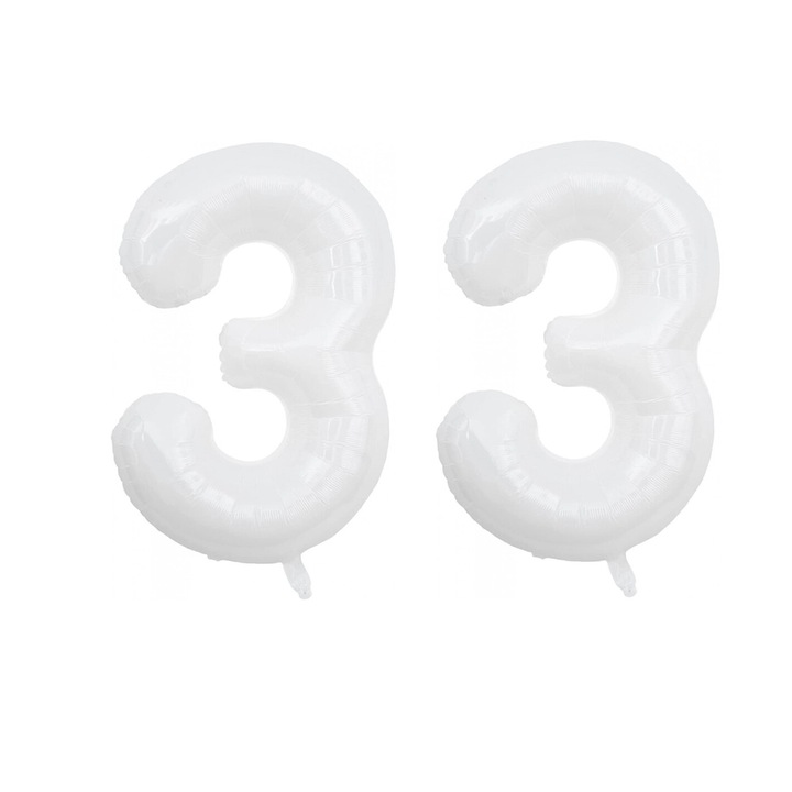 Комплект 2 броя фолиеви балони, Domi Party, Бял, 33 години юбилей, 101 см