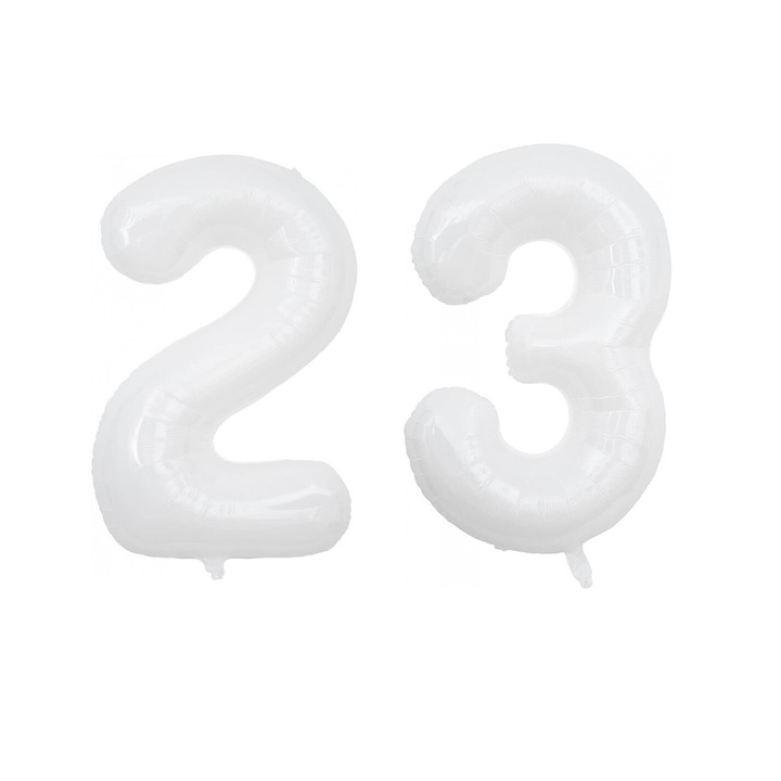 Комплект 2 броя фолиеви балони, Domi Party, Бял, 23 години юбилей, 101 см
