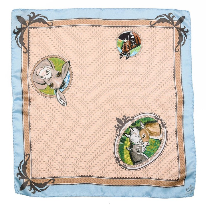 Enareti de matase handmade pentru femei cu imprimeu de magar x, Multicolor