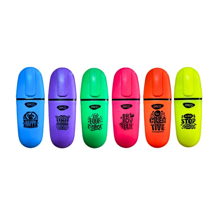Textmarker Daco mini neon, 6 bucati/set