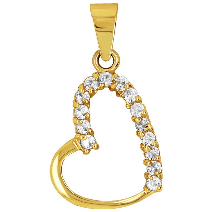 Pandantiv din aur 14K, inima decorata cu zirconii, KingGold