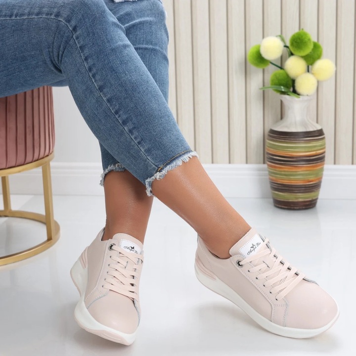 Pantofi dama sport Roz din Piele Naturala Edaro, Roz