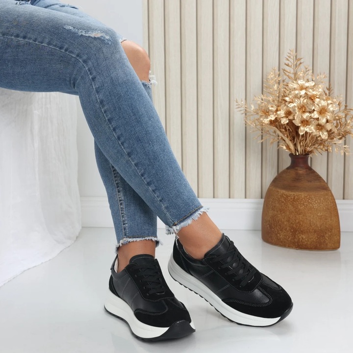 Pantofi dama casual Negri din Piele Naturala Bella, Negru