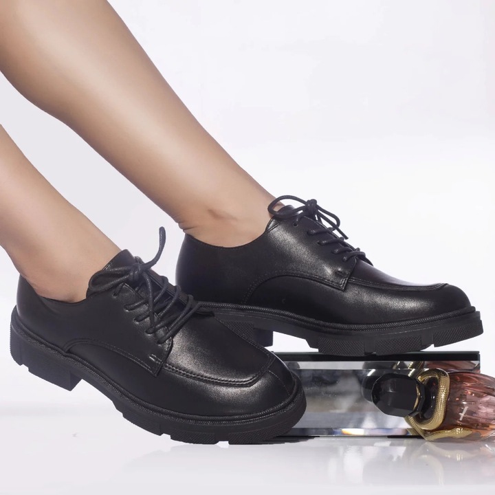 Pantofi casual genoveva piele ecologica negru, Negru
