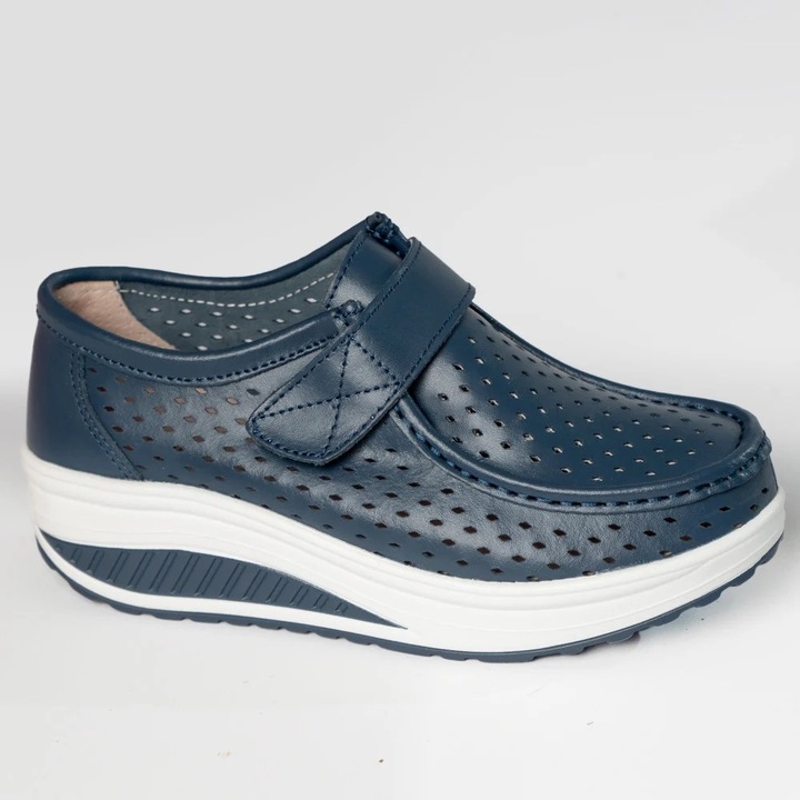 Pantofi, Moda Stil, rula, Piele naturala, Bleumarin, Bleumarin