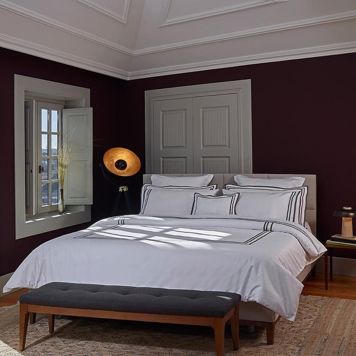 Lenjerie de pat Amalia home, Sonata Dark Grey, dublu cu doua genti, 7 piese