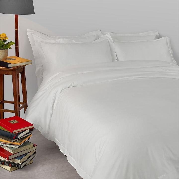 Set lenjerie de pat Amalia home, Suave Pale Grey, dublu cu doua genti, 7 bucati