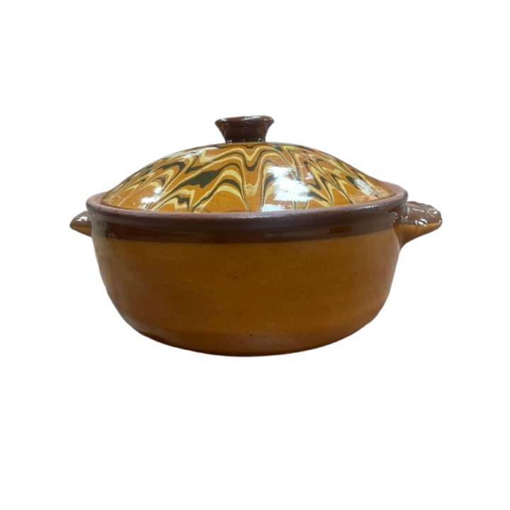 Гювеч, 4 литра, плитък, Кафяв