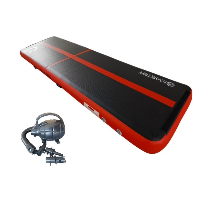 Pista pentru acrobatie MASTER, 400x100x20cm, negru/rosu, pentru gimnastica si sporturi acrobatice