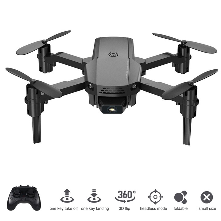 Mini Összecsukható Távirányítású Drón Gyerekeknek, Longziming, Fej Nélküli Mód, 360° Forgás, 4GHz, 20x20x5cm