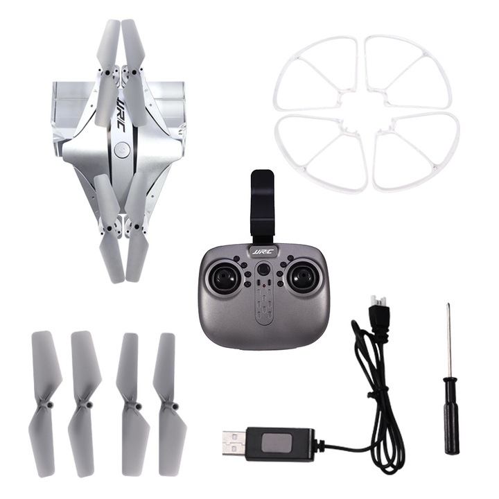 Összecsukható RC Quadcopter 2.4GHz Drón 720P FPV Kamerával, fekete színű, méretek 25x25x5cm