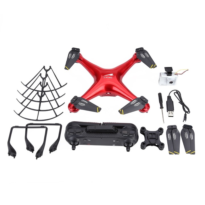 Longziming RC Drón 720P Kamerával, Összecsukható Kontrollerrel, Piros