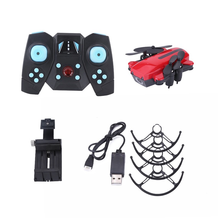 Összecsukható Quadcopter Wifi FPV 2.4GHz Drón 2MP Kamerával, Piros, Kompakt Méret