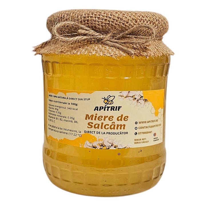 Miere de salcam, APITRIF, Direct de la Producator, 100 % naturala, 950 g