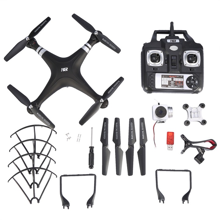 Drón 0.3MP HD kamerával, longziming, 4Ghz, piros, automatikus visszatérési funkció, headless mód