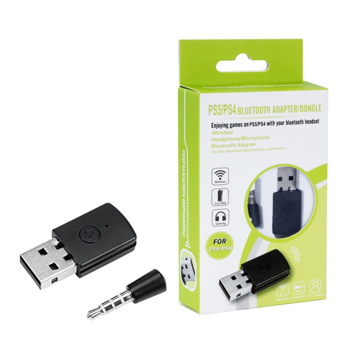 Adaptor pentru consola de jocuri, transmitator, receptor Dongle USB, BT4.0, compatibilitate universala, Xbox, PS5, PS4, PC, negru