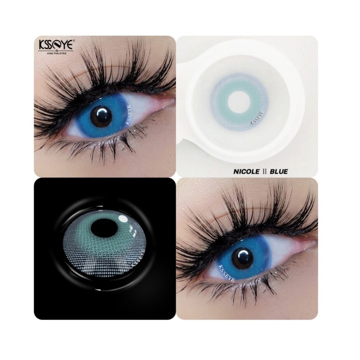 Цветни контактни лещи, NICONE II Blue 365 Wear, Козметика, Без диоптър