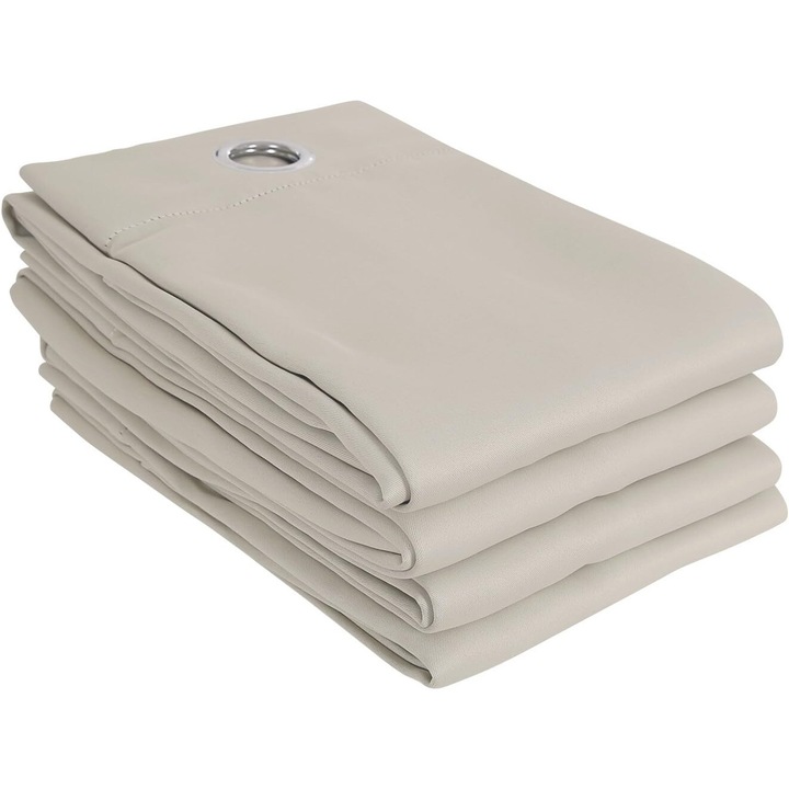 Nlackout Deconovo függöny gyűrűkkel, hőszigeteléssel, teljes sötétítéssel és hidegvédelemmel, 132 x 214 cm, bézs