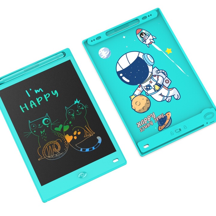 Tableta de scris LCD colorata de 10 inchi pentru copii, jucarii educationale pentru copii mici Tableta de desen, tabla de desen, cadouri pentru baieti si fete, astronaut, albastru