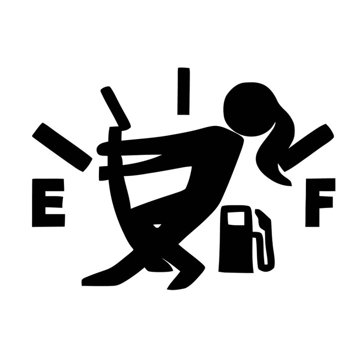 Sticker Fata Rezervor, negru, 15cm