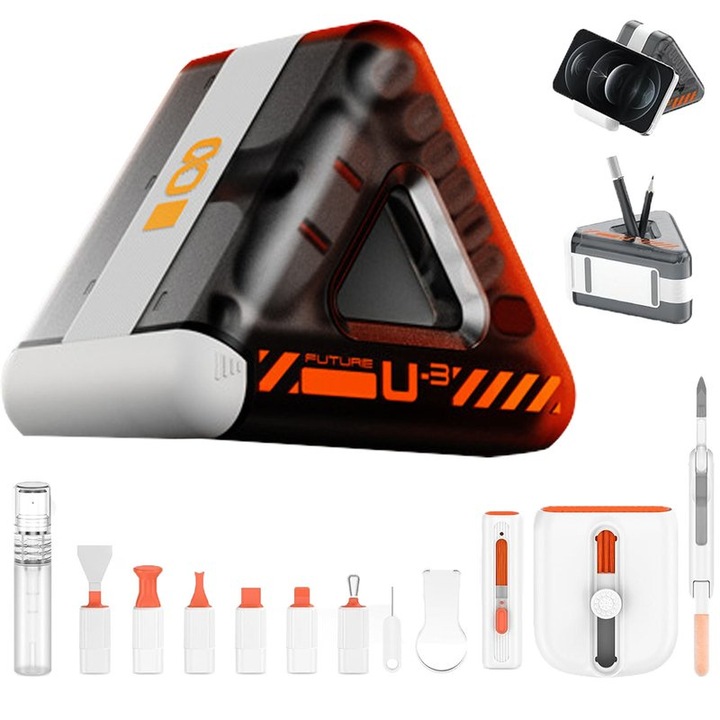 Set de curatare 20 in 1 pentru tastatura, kit de curatare electronica multifunctional, accesorii pentru telefon si tableta, negru